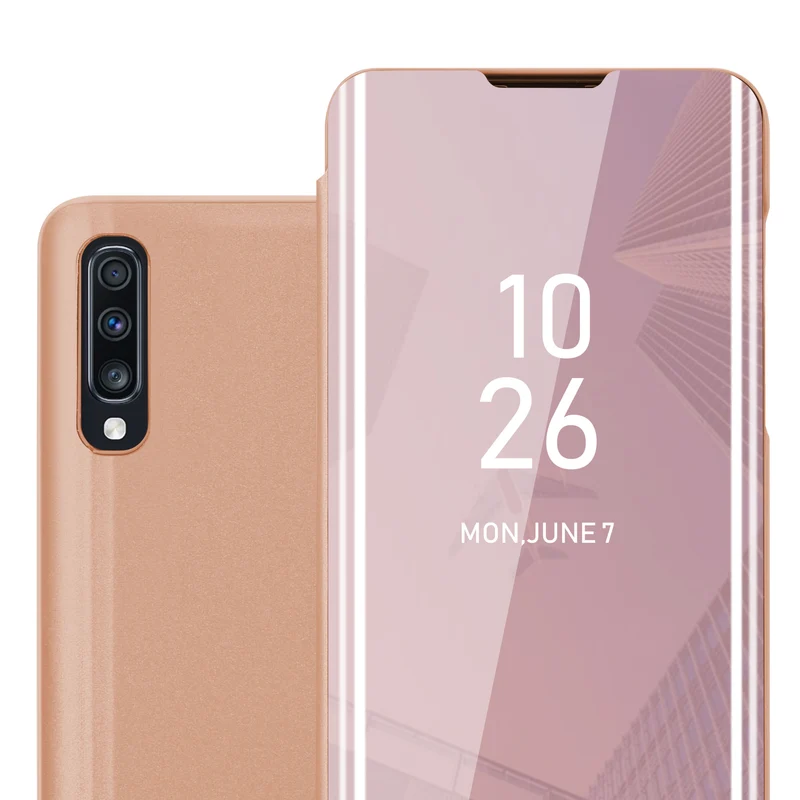 Cadorabo Hülle kompatibel mit Samsung Galaxy A70 / A70s Clear View Spiegel Schutzhülle mit Standfunktion 360 Grad Schutz