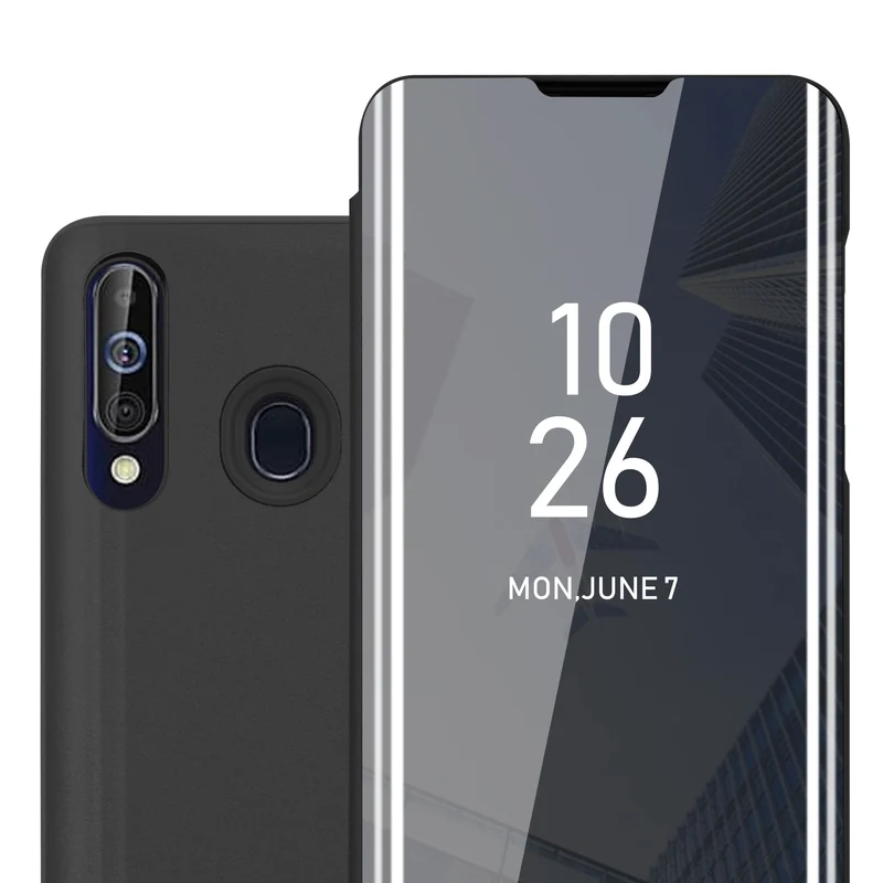 Cadorabo Hülle kompatibel mit Samsung Galaxy A60 / M40 Clear View Spiegel Schutzhülle mit Standfunktion 360 Grad Schutz