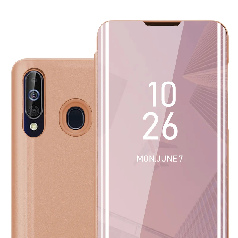 Cadorabo Hülle kompatibel mit Samsung Galaxy A60 / M40 Clear View Spiegel Schutzhülle mit Standfunktion 360 Grad Schutz