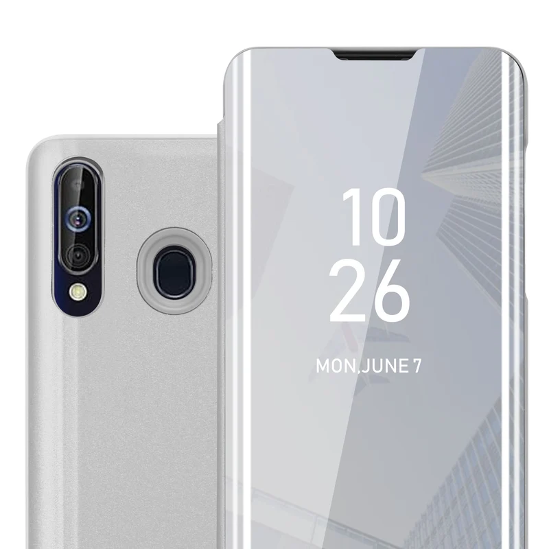 Cadorabo Hülle kompatibel mit Samsung Galaxy A60 / M40 Clear View Spiegel Schutzhülle mit Standfunktion 360 Grad Schutz