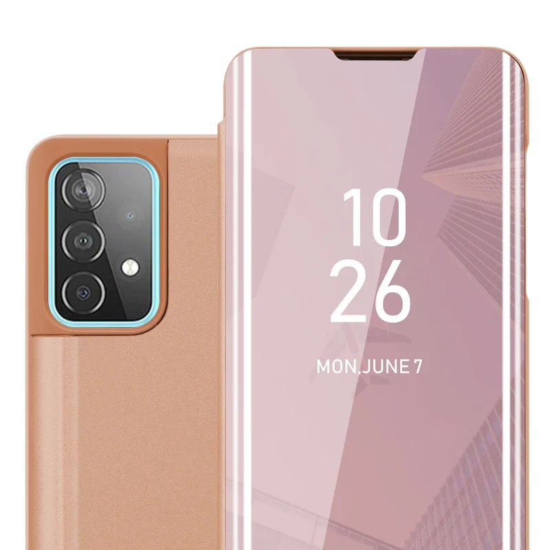 Cadorabo Hülle kompatibel mit Samsung Galaxy A52 (4G / 5G) / A52s Clear View Spiegel Schutzhülle mit Standfunktion 360 Grad Schutz