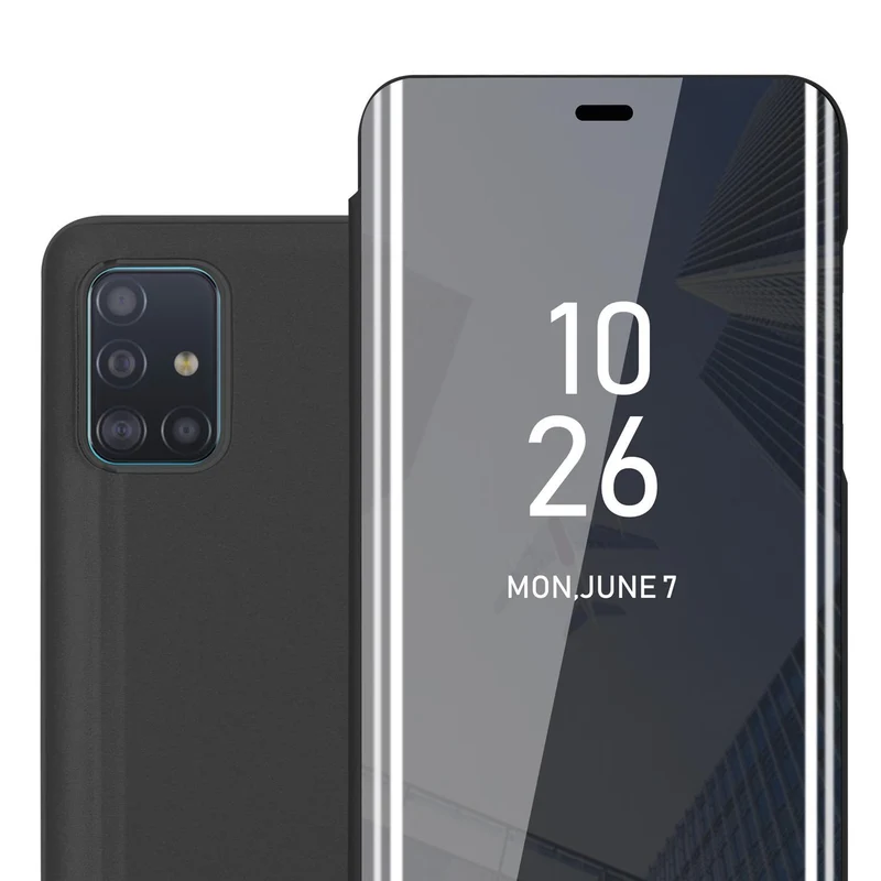 Cadorabo Hülle kompatibel mit Samsung Galaxy A51 4G / M40s Clear View Spiegel Schutzhülle mit Standfunktion 360 Grad Schutz