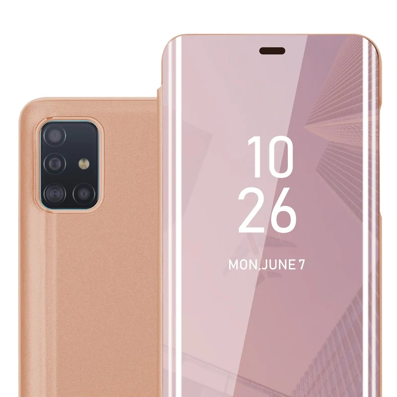 Cadorabo Hülle kompatibel mit Samsung Galaxy A51 4G / M40s Clear View Spiegel Schutzhülle mit Standfunktion 360 Grad Schutz