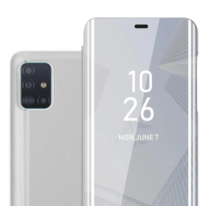 Cadorabo Hülle kompatibel mit Samsung Galaxy A51 4G / M40s Clear View Spiegel Schutzhülle mit Standfunktion 360 Grad Schutz