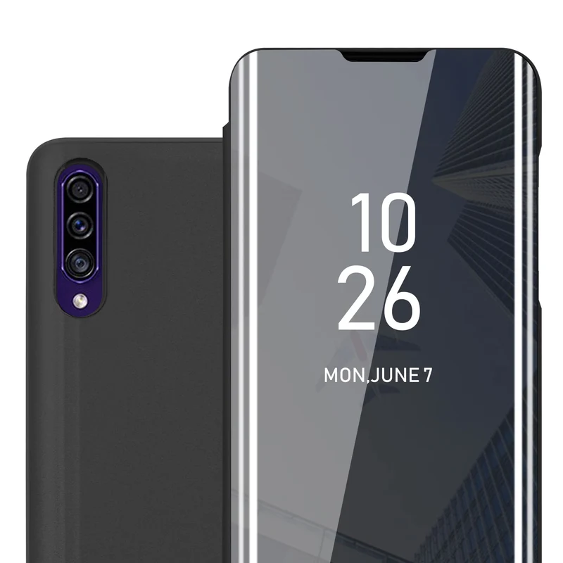 Cadorabo Hülle kompatibel mit Samsung Galaxy A50 4G / A50s / A30s Clear View Spiegel Schutzhülle mit Standfunktion 360 Grad Schutz