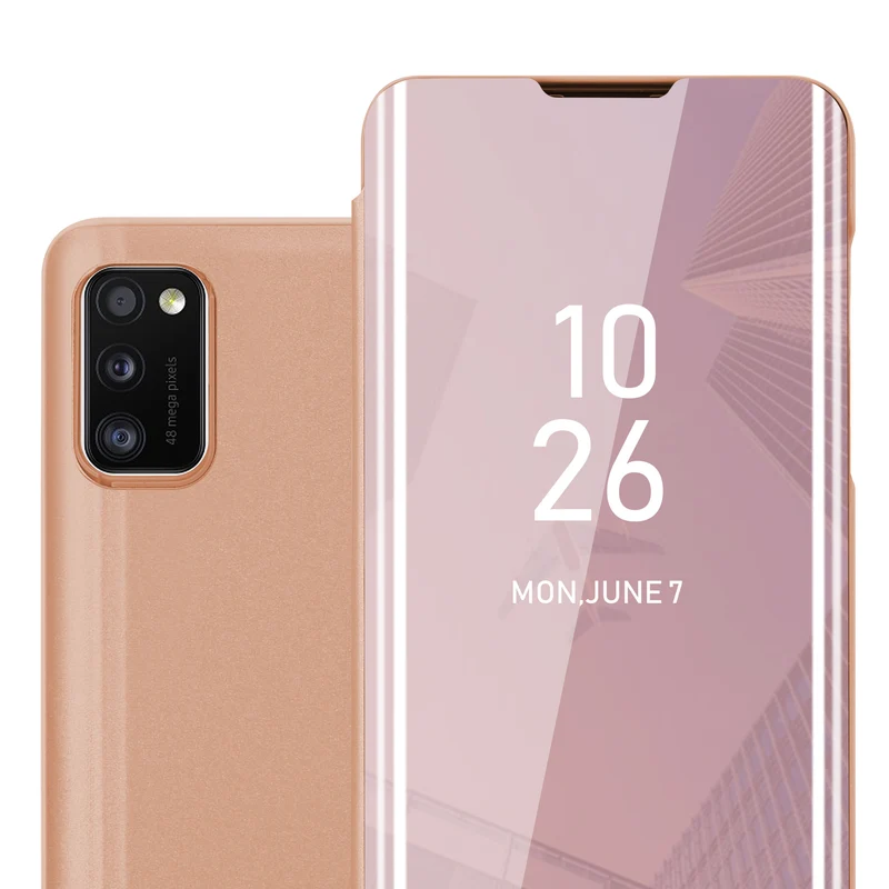Cadorabo Hülle kompatibel mit Samsung Galaxy A41 Clear View Spiegel Schutzhülle mit Standfunktion 360 Grad Schutz