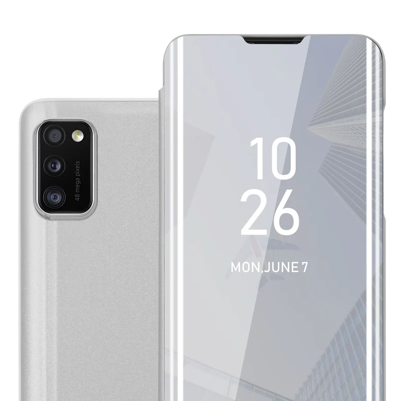 Cadorabo Hülle kompatibel mit Samsung Galaxy A41 Clear View Spiegel Schutzhülle mit Standfunktion 360 Grad Schutz