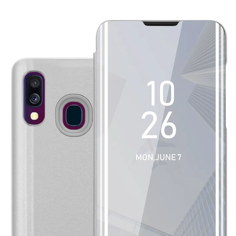 Cadorabo Hülle kompatibel mit Samsung Galaxy A40 Clear View Spiegel Schutzhülle mit Standfunktion 360 Grad Schutz