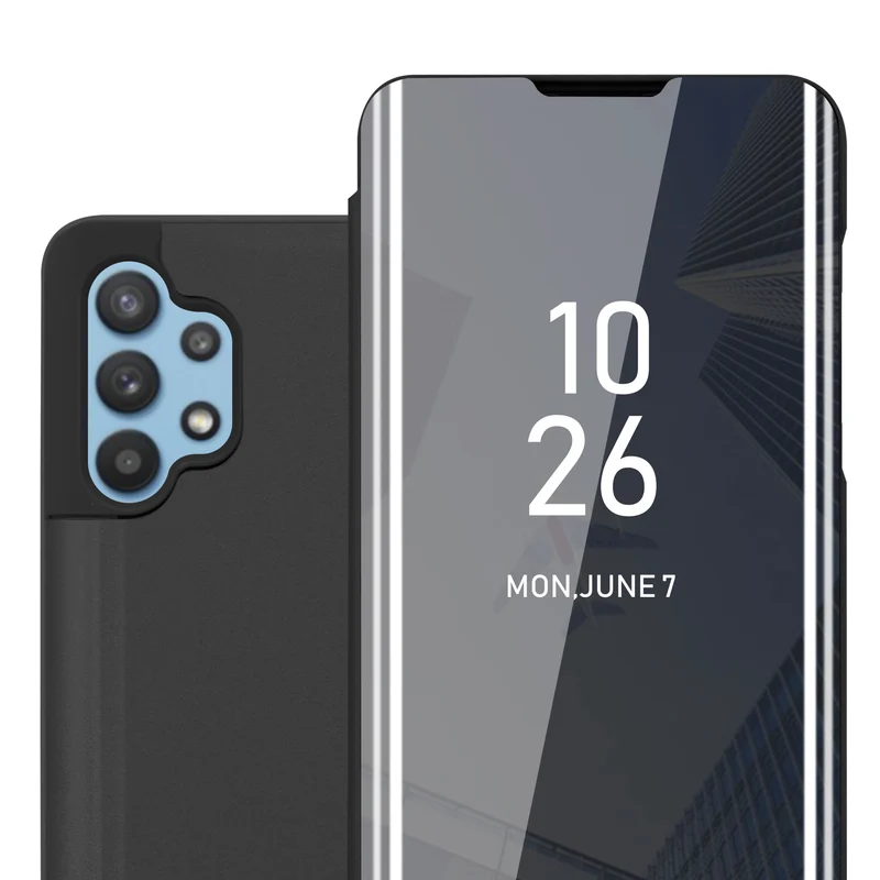Cadorabo Hülle kompatibel mit Samsung Galaxy A32 5G Clear View Spiegel Schutzhülle mit Standfunktion 360 Grad Schutz