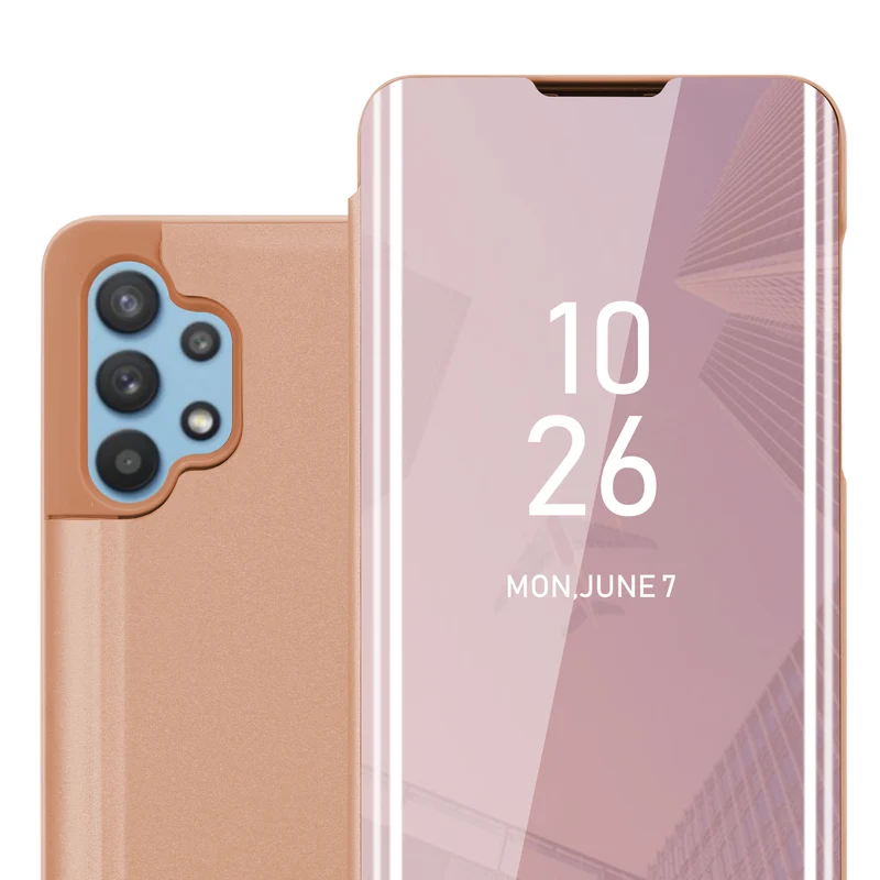 Cadorabo Hülle kompatibel mit Samsung Galaxy A32 5G Clear View Spiegel Schutzhülle mit Standfunktion 360 Grad Schutz