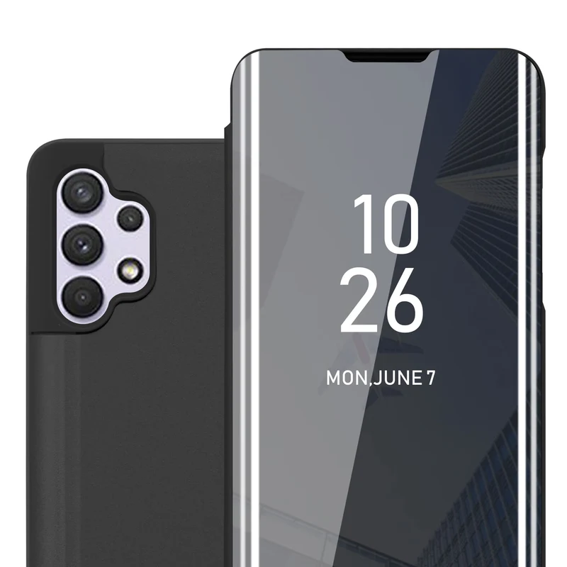 Cadorabo Hülle kompatibel mit Samsung Galaxy A32 4G Clear View Spiegel Schutzhülle mit Standfunktion 360 Grad Schutz