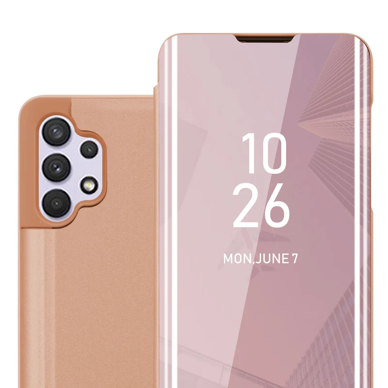 Cadorabo Hülle kompatibel mit Samsung Galaxy A32 4G Clear View Spiegel Schutzhülle mit Standfunktion 360 Grad Schutz