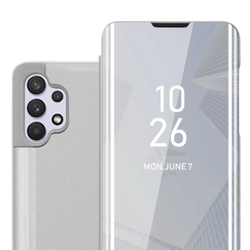 Cadorabo Hülle kompatibel mit Samsung Galaxy A32 4G Clear View Spiegel Schutzhülle mit Standfunktion 360 Grad Schutz