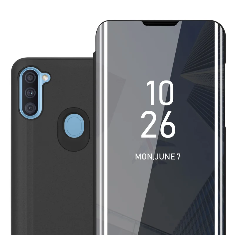 Cadorabo Hülle kompatibel mit Samsung Galaxy A11 / M11 Clear View Spiegel Schutzhülle mit Standfunktion 360 Grad Schutz