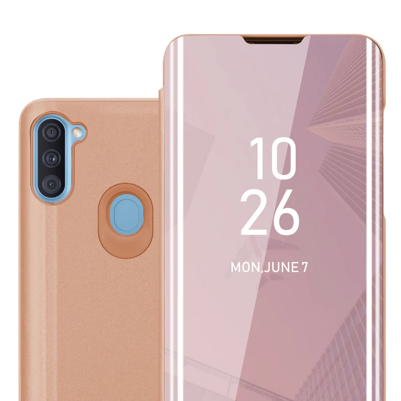 Cadorabo Hülle kompatibel mit Samsung Galaxy A11 / M11 Clear View Spiegel Schutzhülle mit Standfunktion 360 Grad Schutz