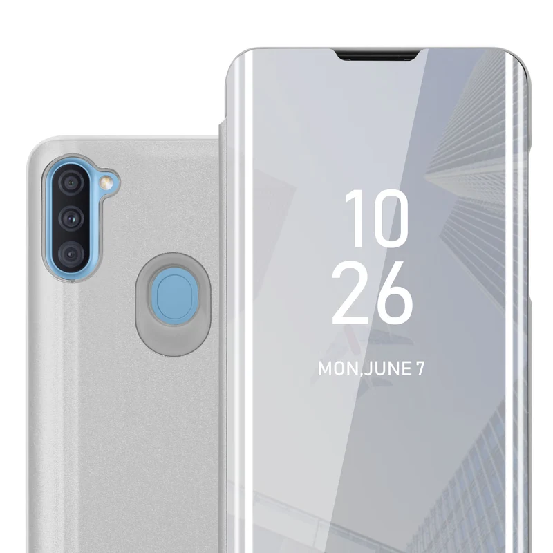 Cadorabo Hülle kompatibel mit Samsung Galaxy A11 / M11 Clear View Spiegel Schutzhülle mit Standfunktion 360 Grad Schutz