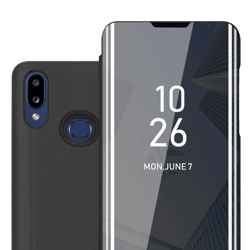 Cadorabo Hülle kompatibel mit Samsung Galaxy A10s / M01s Clear View Spiegel Schutzhülle mit Standfunktion 360 Grad Schutz