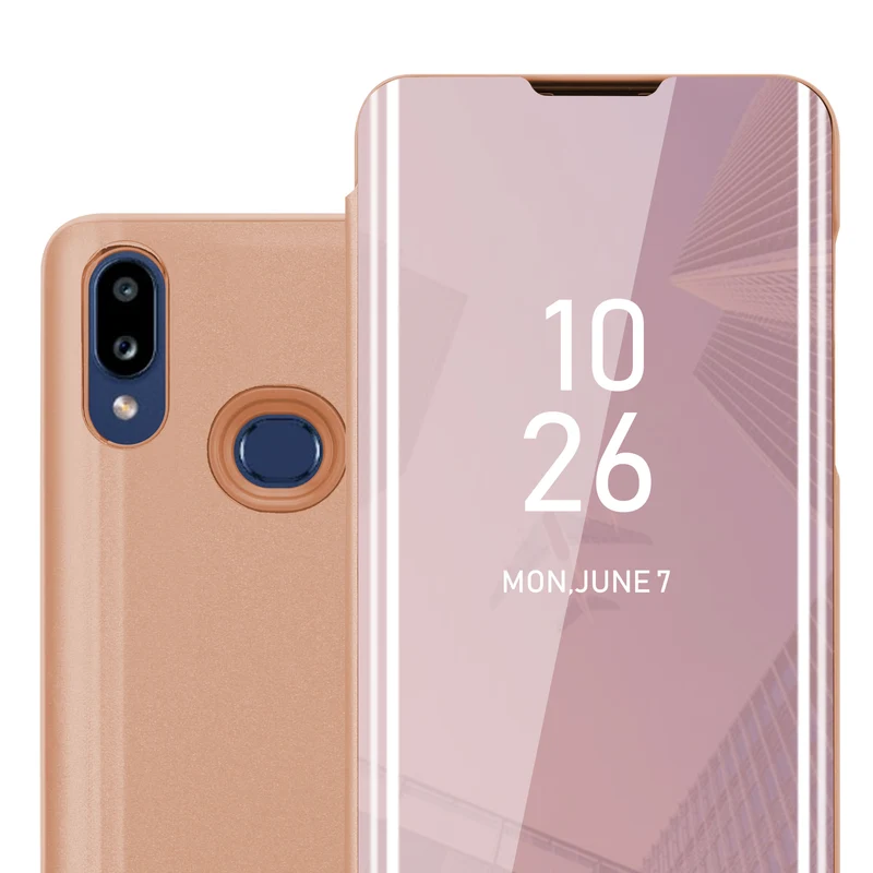 Cadorabo Hülle kompatibel mit Samsung Galaxy A10s / M01s Clear View Spiegel Schutzhülle mit Standfunktion 360 Grad Schutz