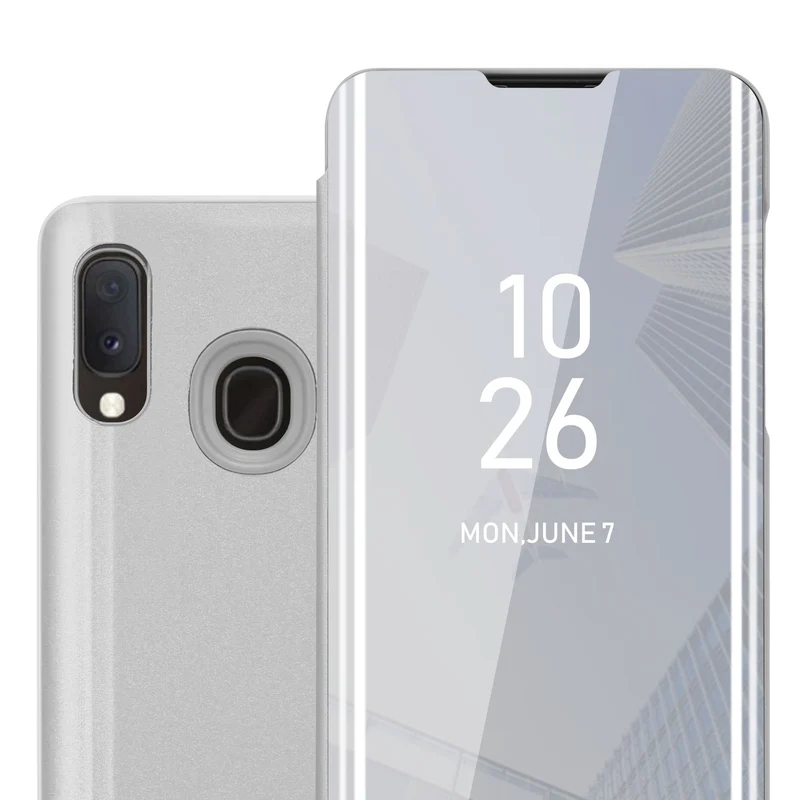 Cadorabo Hülle kompatibel mit Samsung Galaxy A10e / A20e Clear View Spiegel Schutzhülle mit Standfunktion 360 Grad Schutz