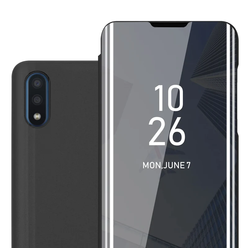 Cadorabo Hülle kompatibel mit Samsung Galaxy A01 Clear View Spiegel Schutzhülle mit Standfunktion 360 Grad Schutz