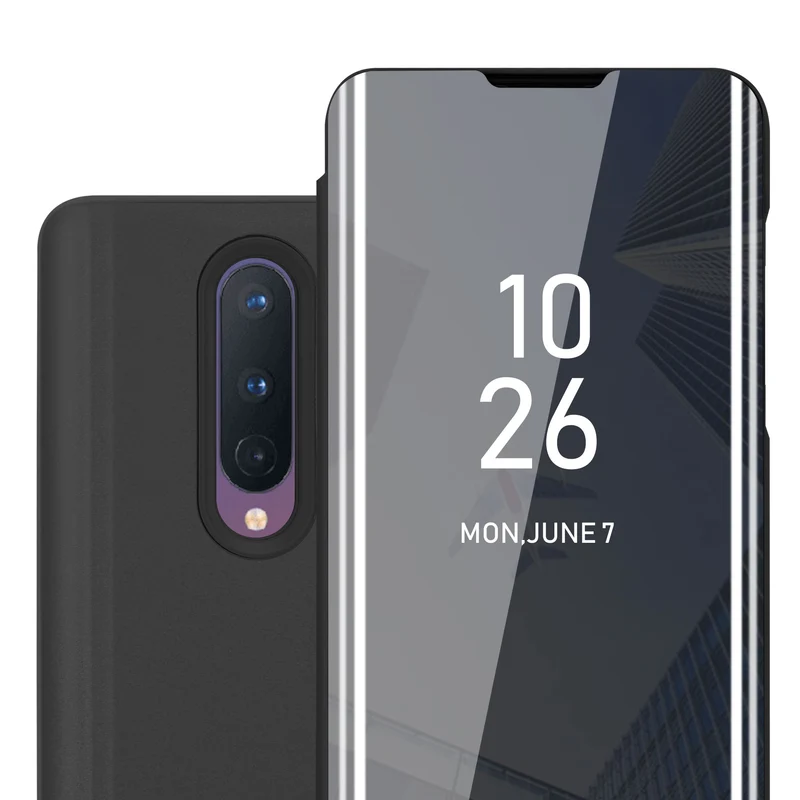 Cadorabo Hülle kompatibel mit OnePlus 8 Clear View Spiegel Schutzhülle mit Standfunktion 360 Grad Schutz
