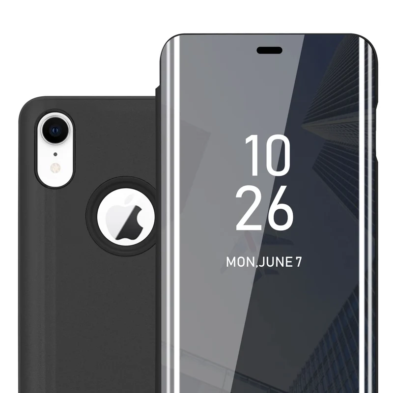 Cadorabo Hülle kompatibel mit Apple iPhone XR Clear View Spiegel Schutzhülle mit Standfunktion 360 Grad Schutz