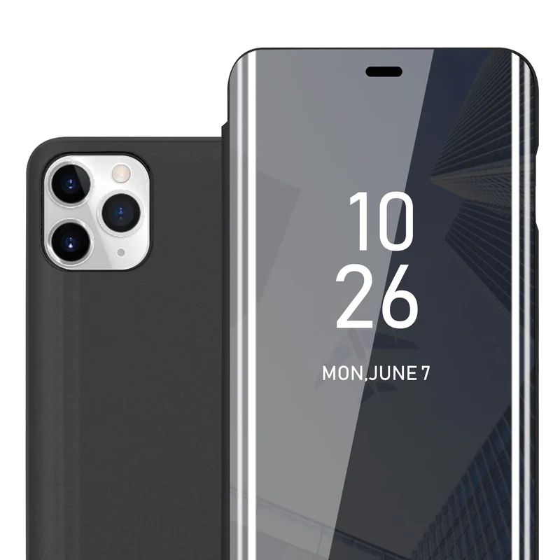 Cadorabo Hülle kompatibel mit Apple iPhone 11 PRO MAX Clear View Spiegel Schutzhülle mit Standfunktion 360 Grad Schutz
