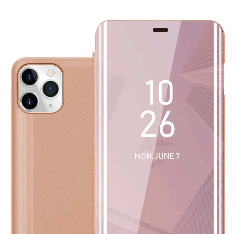 Cadorabo Hülle kompatibel mit Apple iPhone 11 PRO MAX Clear View Spiegel Schutzhülle mit Standfunktion 360 Grad Schutz