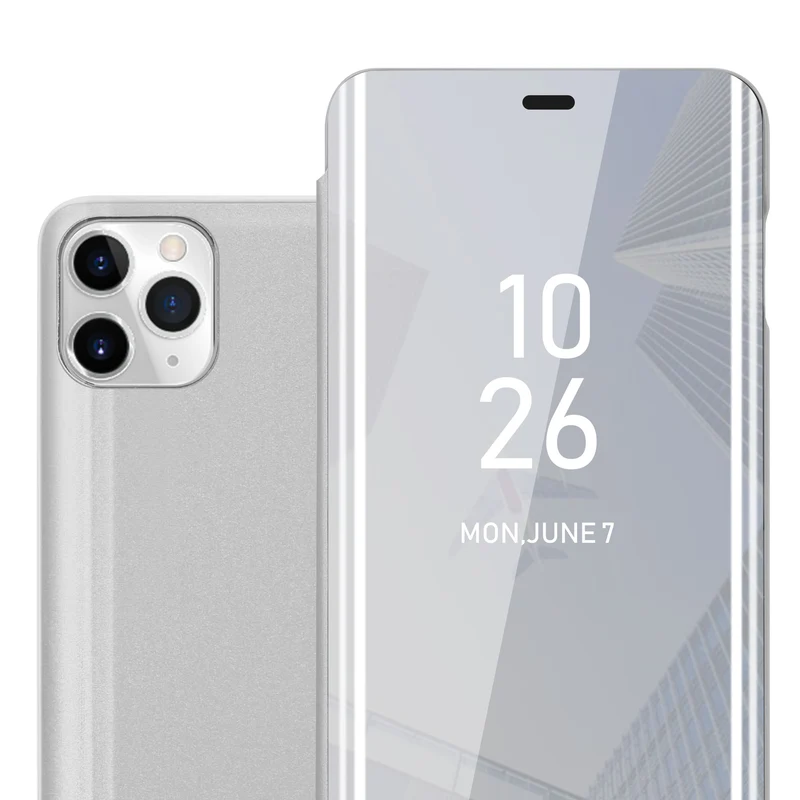 Cadorabo Hülle kompatibel mit Apple iPhone 11 PRO MAX Clear View Spiegel Schutzhülle mit Standfunktion 360 Grad Schutz