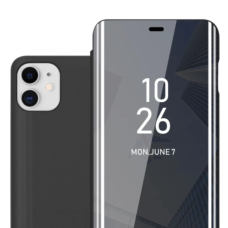 Cadorabo Hülle kompatibel mit Apple iPhone 11 Clear View Spiegel Schutzhülle mit Standfunktion 360 Grad Schutz