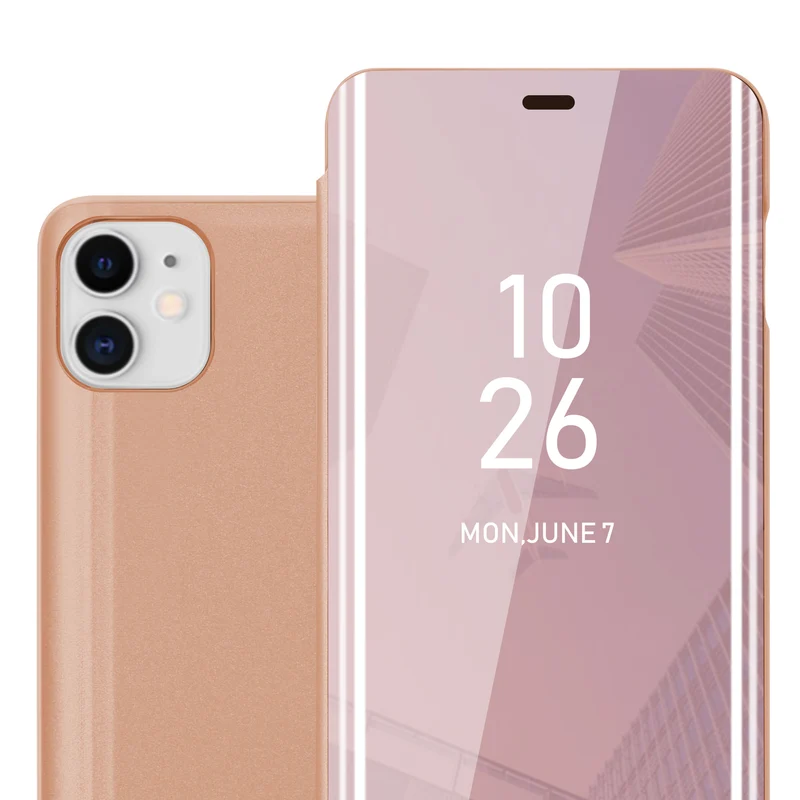 Cadorabo Hülle kompatibel mit Apple iPhone 11 Clear View Spiegel Schutzhülle mit Standfunktion 360 Grad Schutz