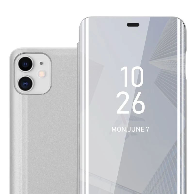 Cadorabo Hülle kompatibel mit Apple iPhone 11 Clear View Spiegel Schutzhülle mit Standfunktion 360 Grad Schutz
