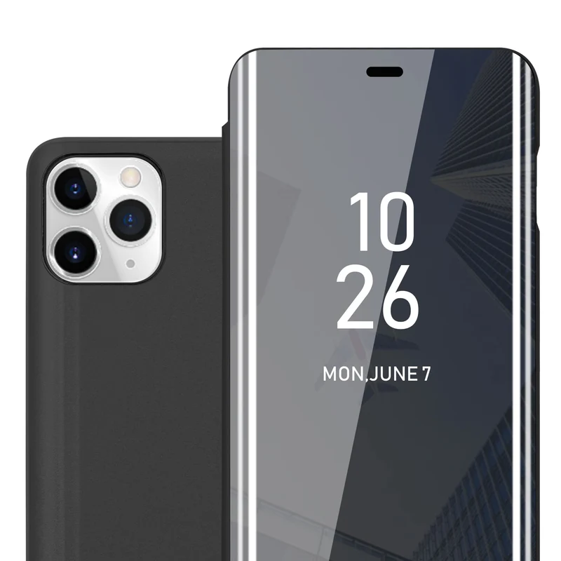 Cadorabo Hülle kompatibel mit Apple iPhone 11 PRO Clear View Spiegel Schutzhülle mit Standfunktion 360 Grad Schutz