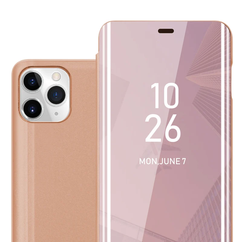 Cadorabo Hülle kompatibel mit Apple iPhone 11 PRO Clear View Spiegel Schutzhülle mit Standfunktion 360 Grad Schutz