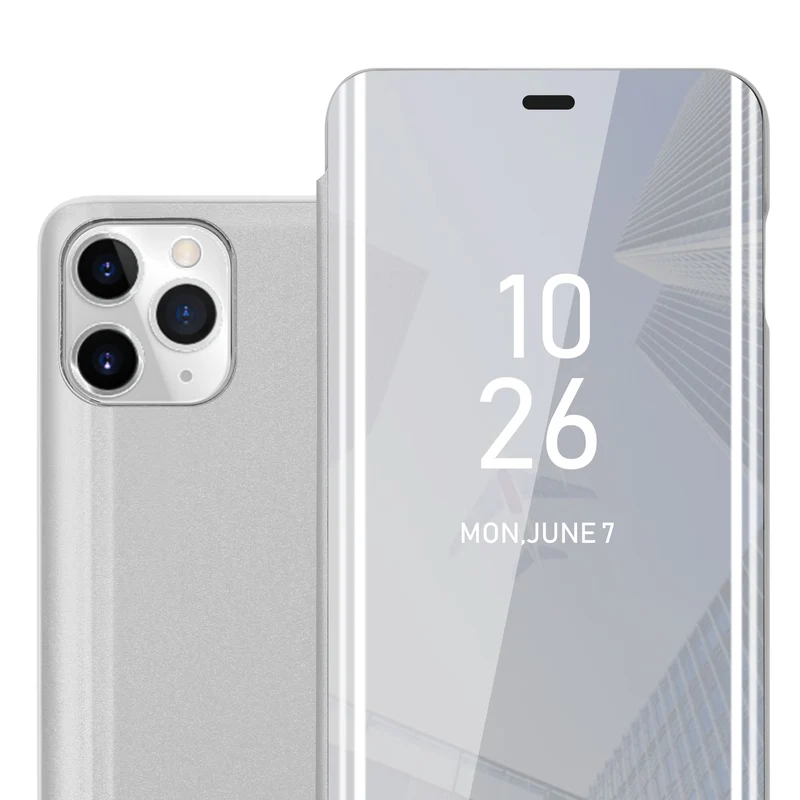 Cadorabo Hülle kompatibel mit Apple iPhone 11 PRO Clear View Spiegel Schutzhülle mit Standfunktion 360 Grad Schutz