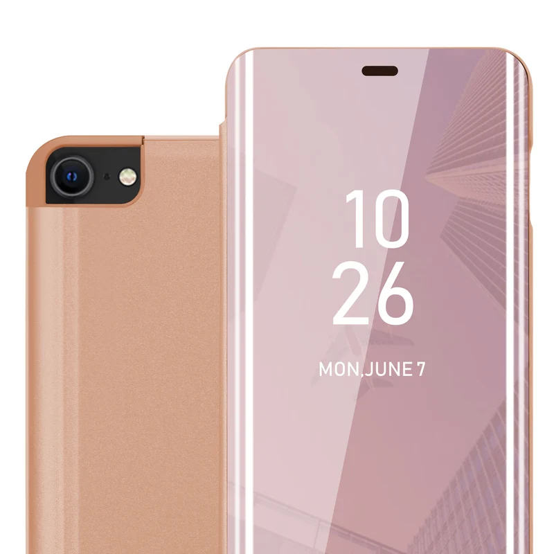 Cadorabo Hülle kompatibel mit Apple iPhone 7 / 7S / 8 / SE 2020 Clear View Spiegel Schutzhülle mit Standfunktion 360 Grad Schutz