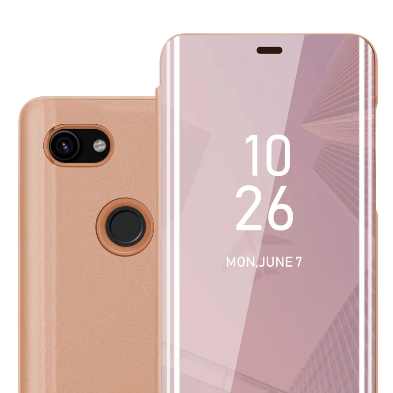 Cadorabo Hülle kompatibel mit Google PIXEL 3A Clear View Spiegel Schutzhülle mit Standfunktion 360 Grad Schutz