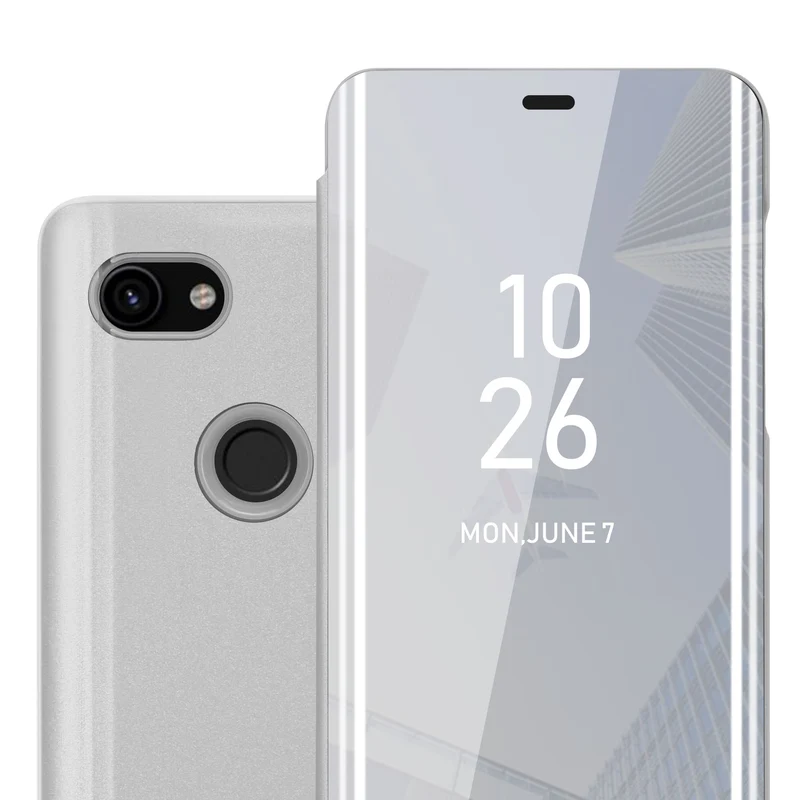 Cadorabo Hülle kompatibel mit Google PIXEL 3A Clear View Spiegel Schutzhülle mit Standfunktion 360 Grad Schutz