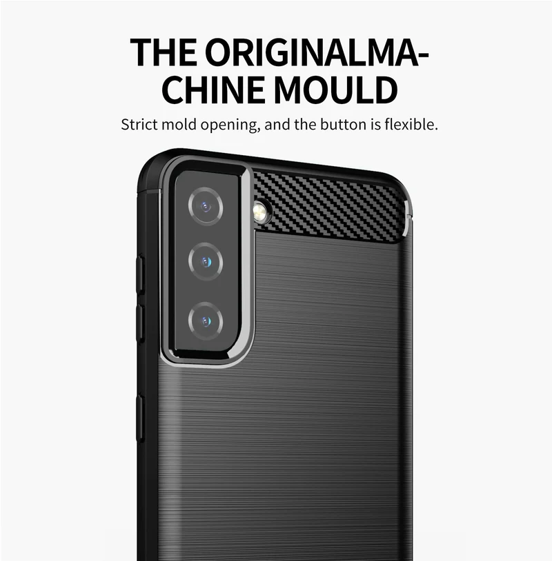 Cadorabo Hülle für Samsung Galaxy S21 PLUS Schutzhülle aus flexiblem TPU Silikon in Edelstahl-Karbonfaser Optik