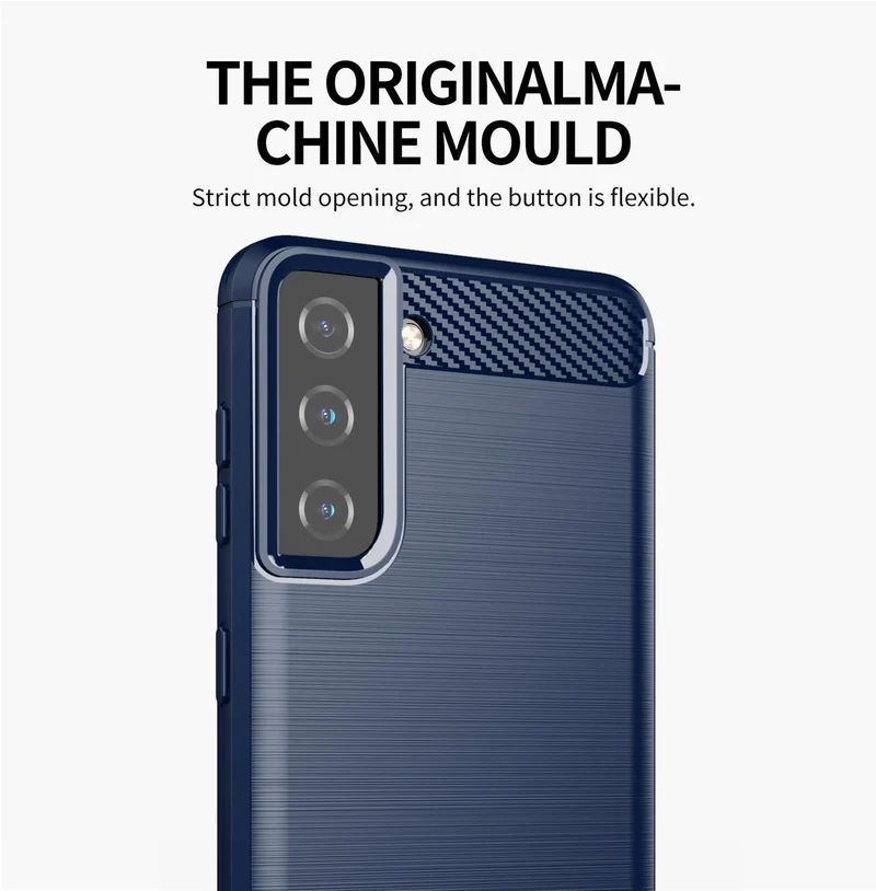Cadorabo Hülle für Samsung Galaxy S21 PLUS Schutzhülle aus flexiblem TPU Silikon in Edelstahl-Karbonfaser Optik