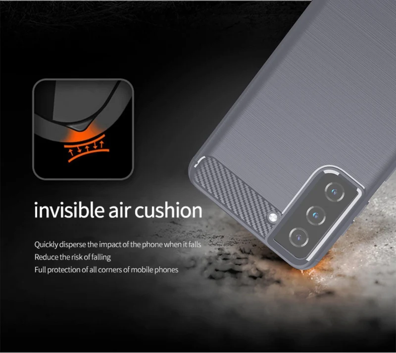 Cadorabo Hülle für Samsung Galaxy S21 PLUS Schutzhülle aus flexiblem TPU Silikon in Edelstahl-Karbonfaser Optik