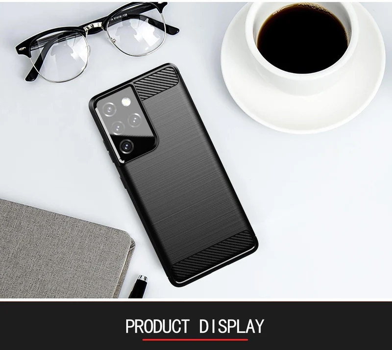 Cadorabo Hülle für Samsung Galaxy S21 ULTRA Schutzhülle aus flexiblem TPU Silikon in Edelstahl-Karbonfaser Optik