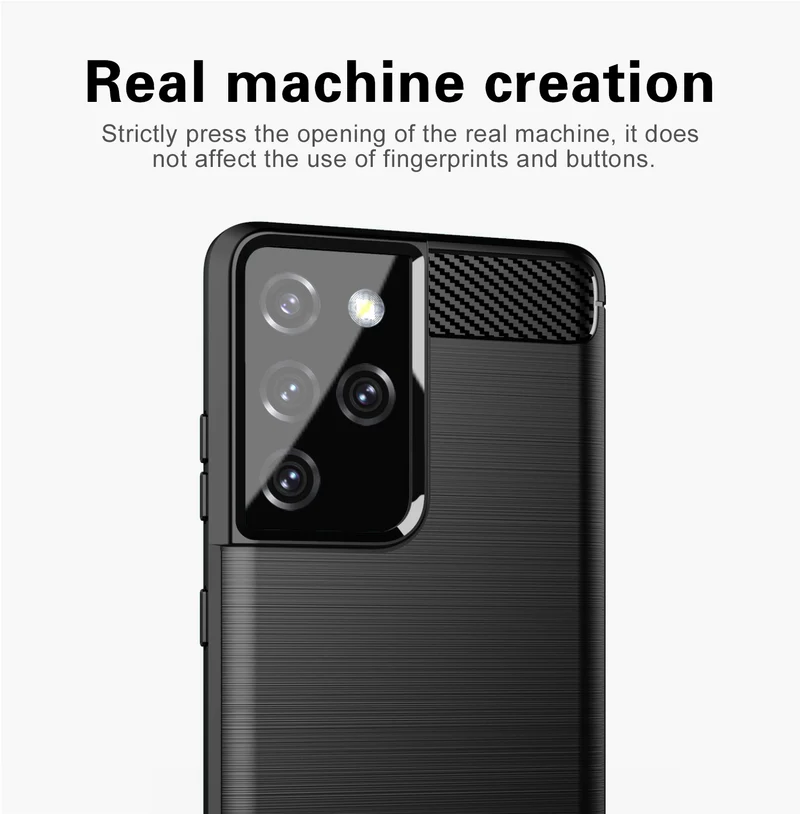 Cadorabo Hülle für Samsung Galaxy S21 ULTRA Schutzhülle aus flexiblem TPU Silikon in Edelstahl-Karbonfaser Optik