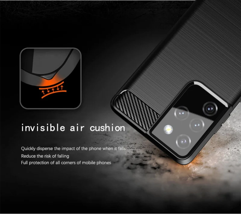 Cadorabo Hülle für Samsung Galaxy S21 ULTRA Schutzhülle aus flexiblem TPU Silikon in Edelstahl-Karbonfaser Optik
