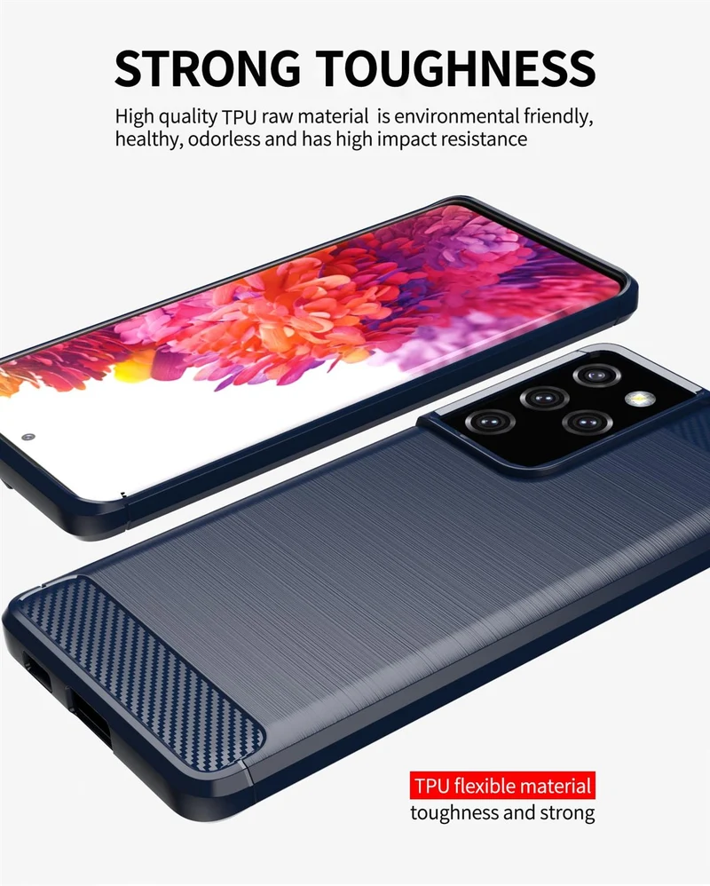 Cadorabo Hülle für Samsung Galaxy S21 ULTRA Schutzhülle aus flexiblem TPU Silikon in Edelstahl-Karbonfaser Optik