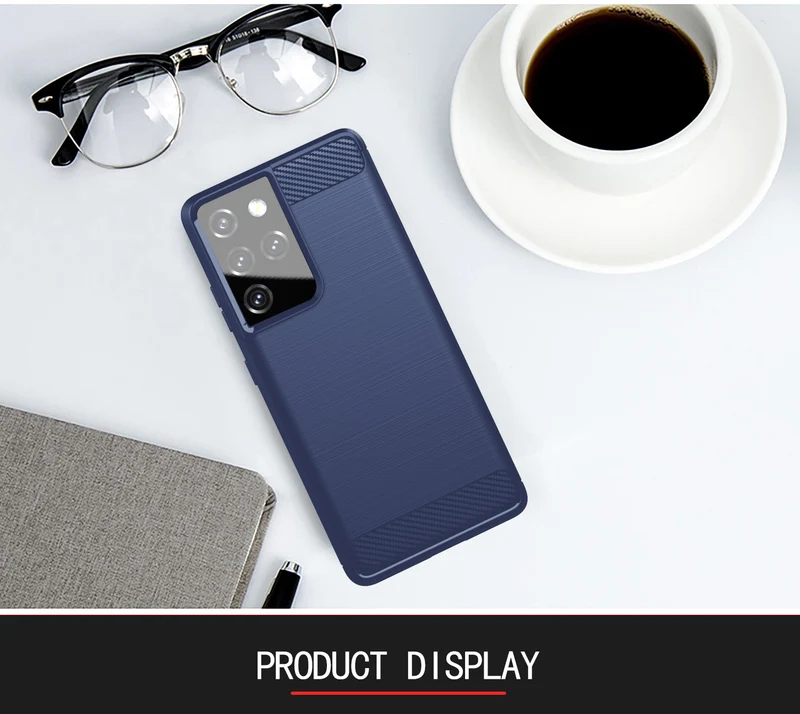 Cadorabo Hülle für Samsung Galaxy S21 ULTRA Schutzhülle aus flexiblem TPU Silikon in Edelstahl-Karbonfaser Optik