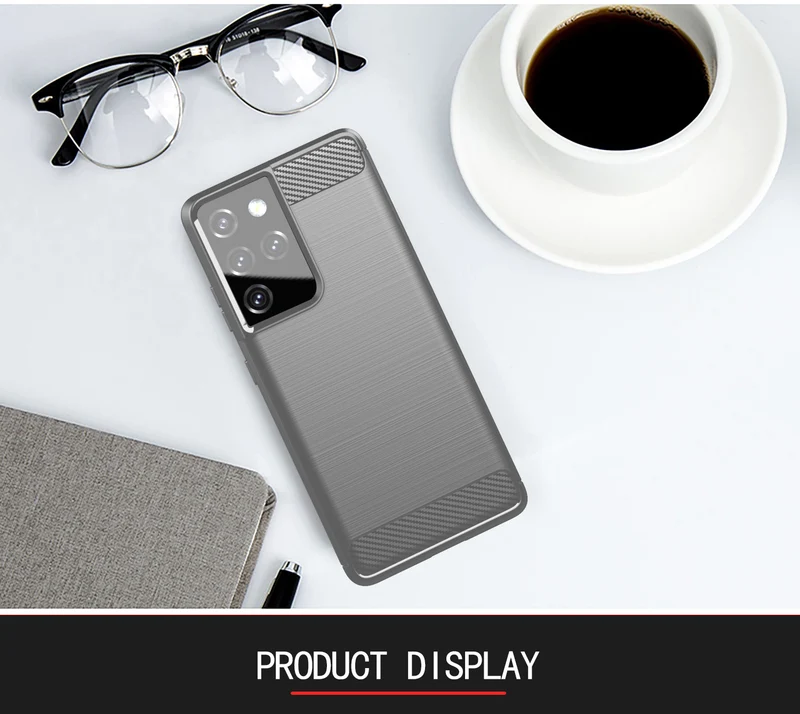Cadorabo Hülle für Samsung Galaxy S21 ULTRA Schutzhülle aus flexiblem TPU Silikon in Edelstahl-Karbonfaser Optik