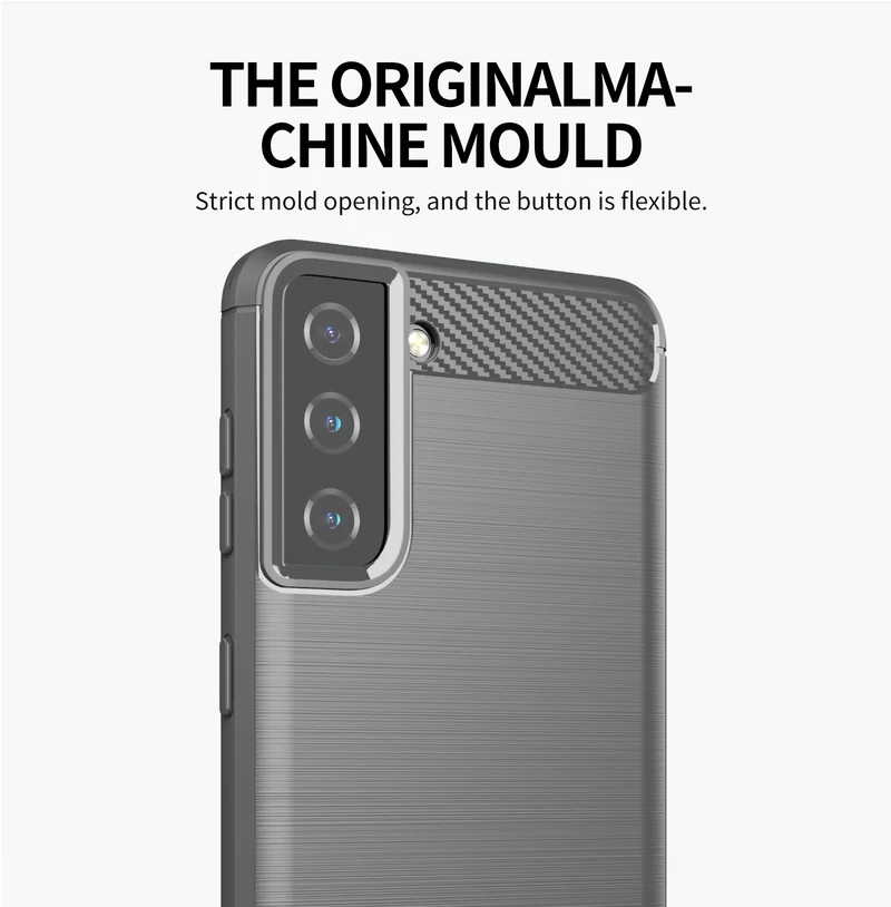 Cadorabo Hülle für Samsung Galaxy S21 FE Schutzhülle aus flexiblem TPU Silikon in Edelstahl-Karbonfaser Optik