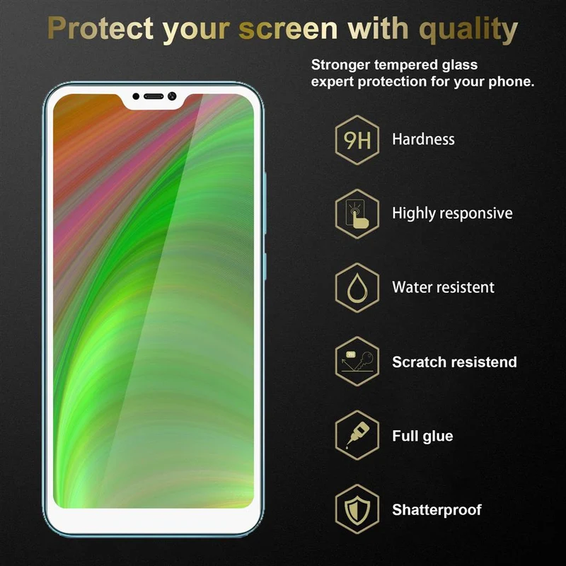 Cadorabo Vollbild Panzer Folie kompatibel mit Xiaomi Mi A2 LITE / RedMi 6 PRO - Schutzfolie Gehärtetes (Tempered) Display-Schutzglas in 9H Härte mit 3D Touch