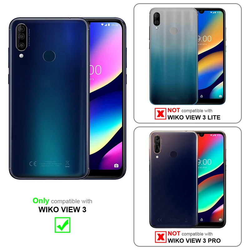 Cadorabo 3x Panzer Folie kompatibel mit WIKO VIEW 3 - Schutzfolie 3er Pack Gehärtetes (Tempered) Display-Schutzglas in 9H Härte mit 3D Touch Kompatibilität